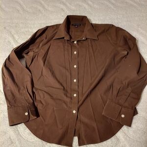 Lands' End Women's Brown Button Down Shirt
